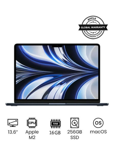 MacBook Air MC7X4 13.6-Inch Display : Apple M2 chip with 8-core CPU and 8-core GPU, 16GB RAM/256GB SSD(International Version) English Midnight