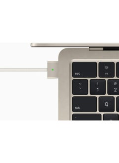أبل MacBook Air MC7W4 13.6-Inch Display: Apple M2 chip with 8-core CPU and 8-core GPU, 16GB RAM/256GB/ English/Arabic Starlight  - Image 4