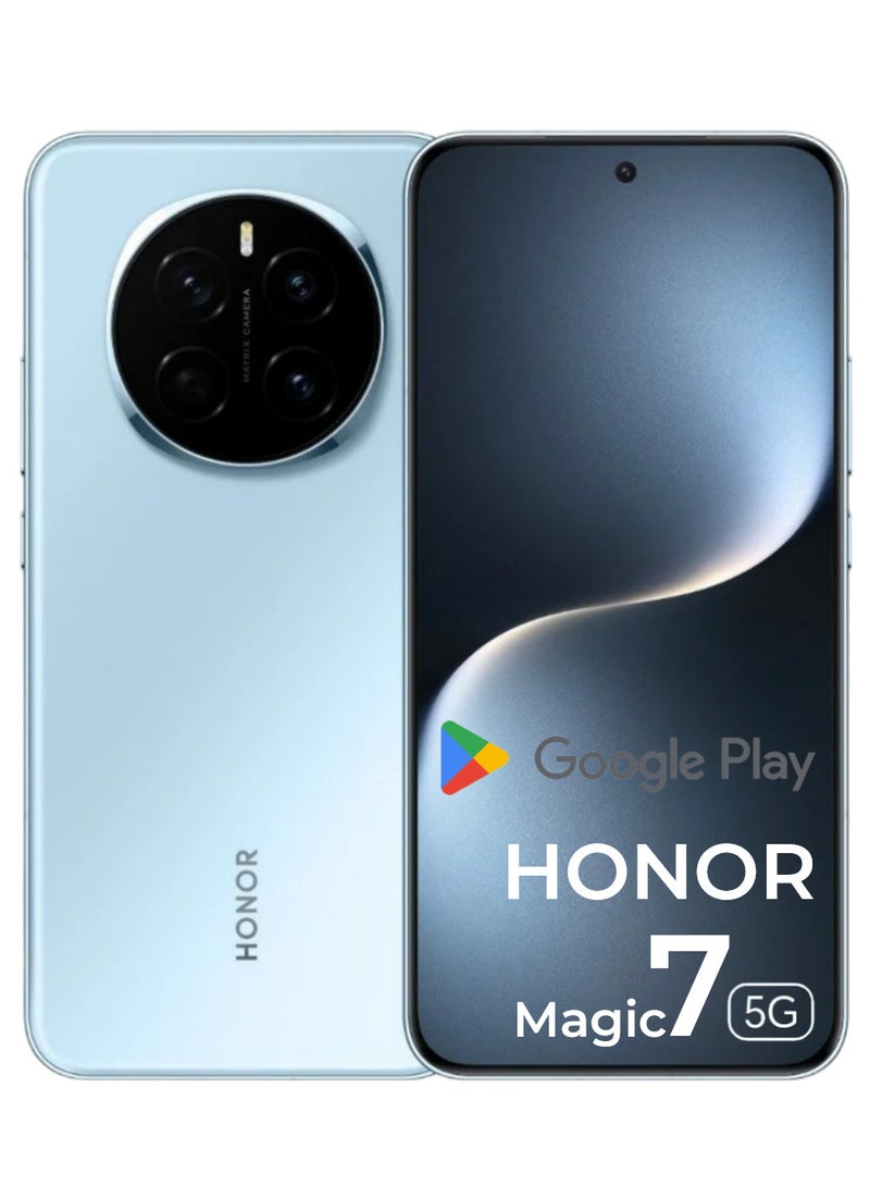 Honor Magic 7 Dual SIM 256GB 12GB RAM Snapdragon 8 Elite Oasis Eye Protection Screen 5650mAh Slim and Long Life OIS Ultra RAM 5G Straight Screen Blue with Google play Chinese version - Image 1