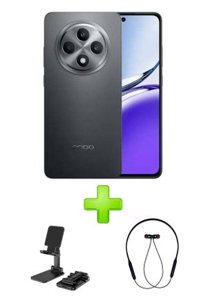 Reno 12F Dual SIM Grey 8 GB RAM 256 GB 4G LTE International Version With Adjustable Desktop Stand for Phones/Tablets Black+ Bluetooth Headset Sports Black