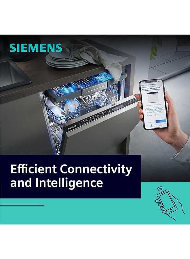 SIEMENS - iQ700 60 cm Home Connect Dishwasher, 14 Place Settings, Zeolite Function, Made in Germany SN27ZI86DM Silver - Image 1