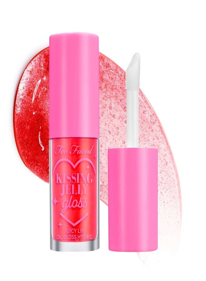 Too Faced - Kissing Jelly Lip Oil Gloss - Juicy Lip Oil Gloss Hybrid, Sour Watermelon 4.5ml Sour Watermelon - Image 1