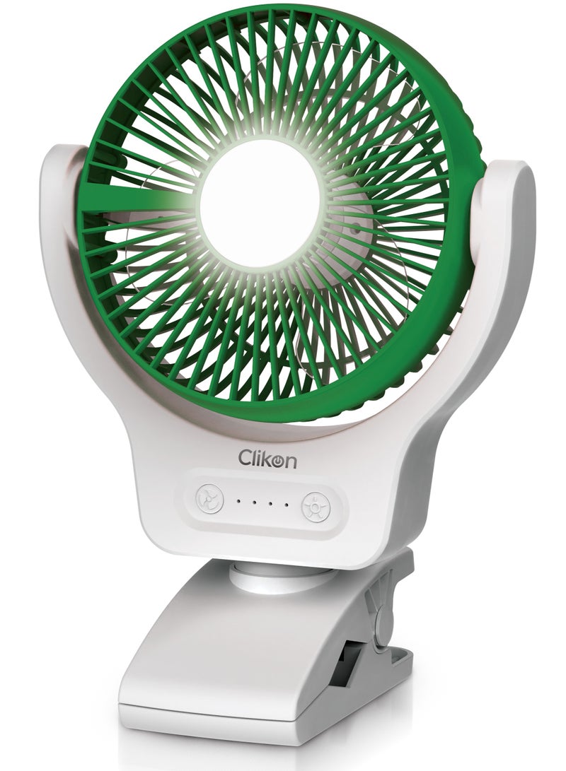 كليكون Wall And Table Clip Fan, 3 Leaf Blades For Strong Wind And 3-Speed Levels, High Performance Motor For High Speed Wind, 360-Degree Rotation CK2049 Green  - Image 1