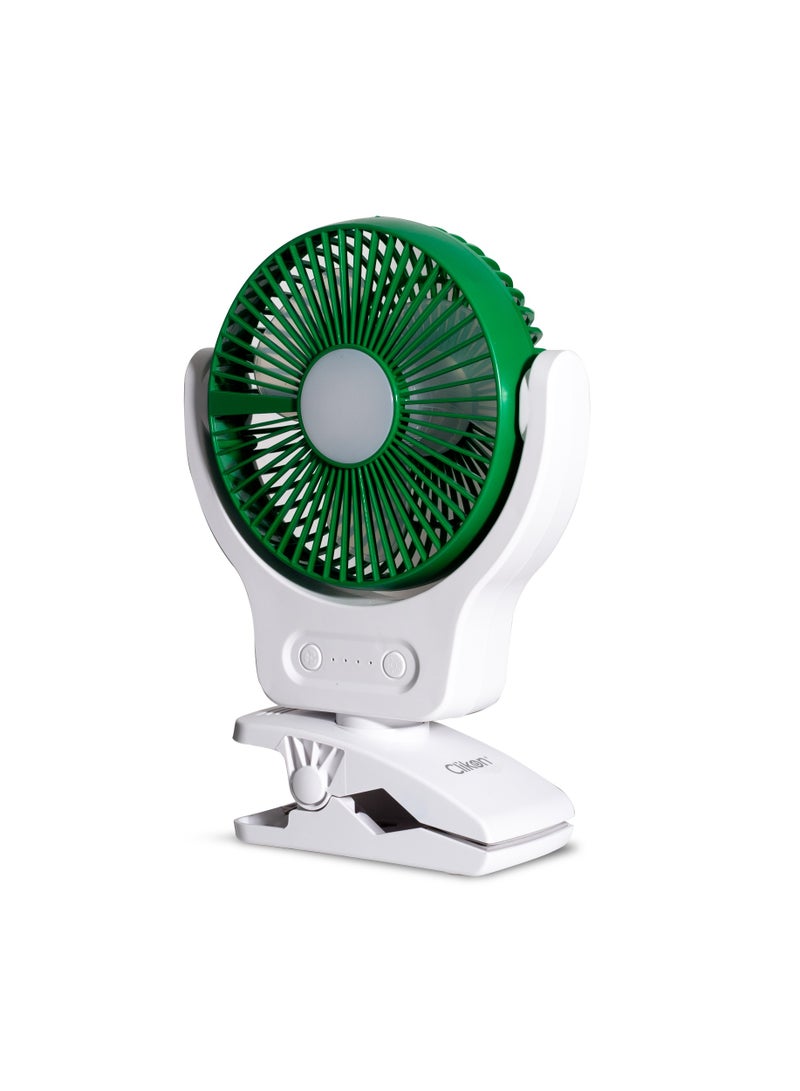 كليكون Wall And Table Clip Fan, 3 Leaf Blades For Strong Wind And 3-Speed Levels, High Performance Motor For High Speed Wind, 360-Degree Rotation CK2049 Green  - Image 2