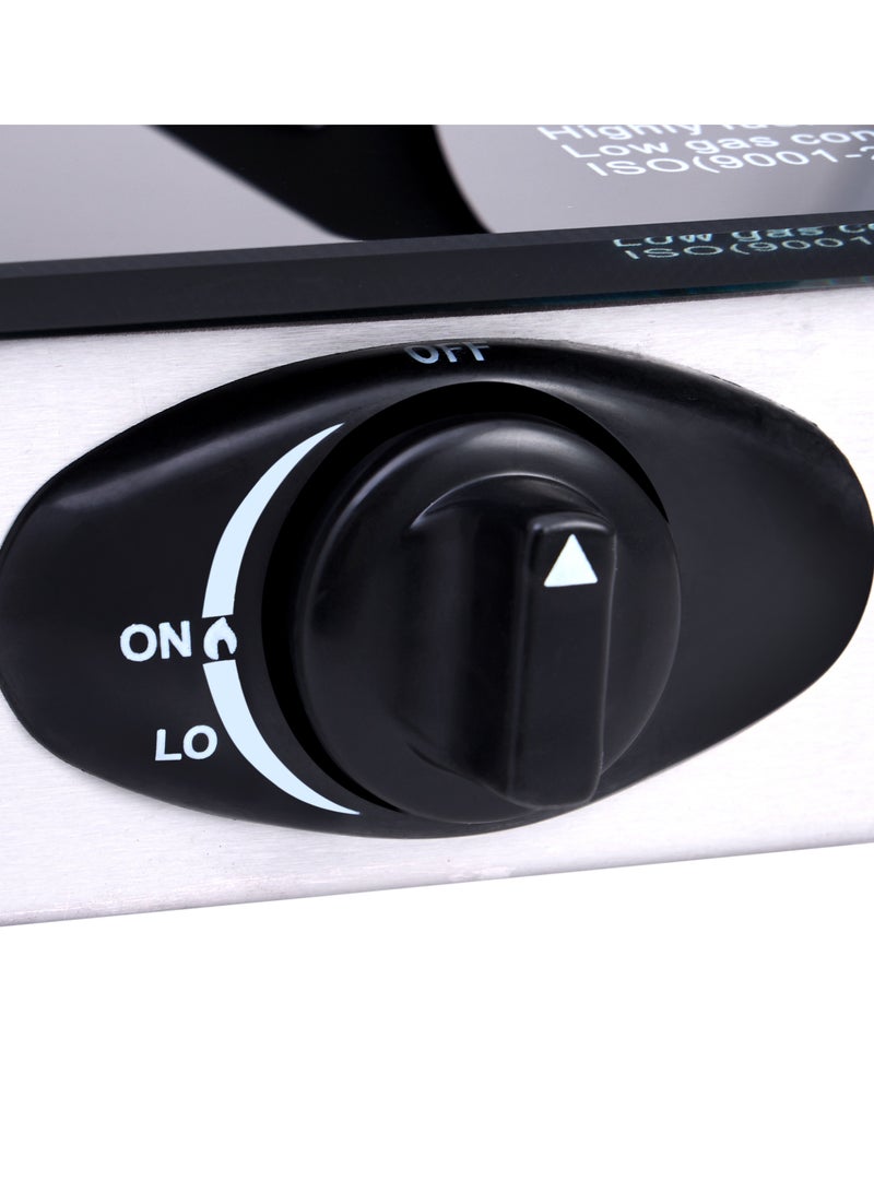 Clikon Double Burner Glass Top Gas Stove 2 Burner Glass Top Gas Stove Cooktop CK4270 Black - Image 5