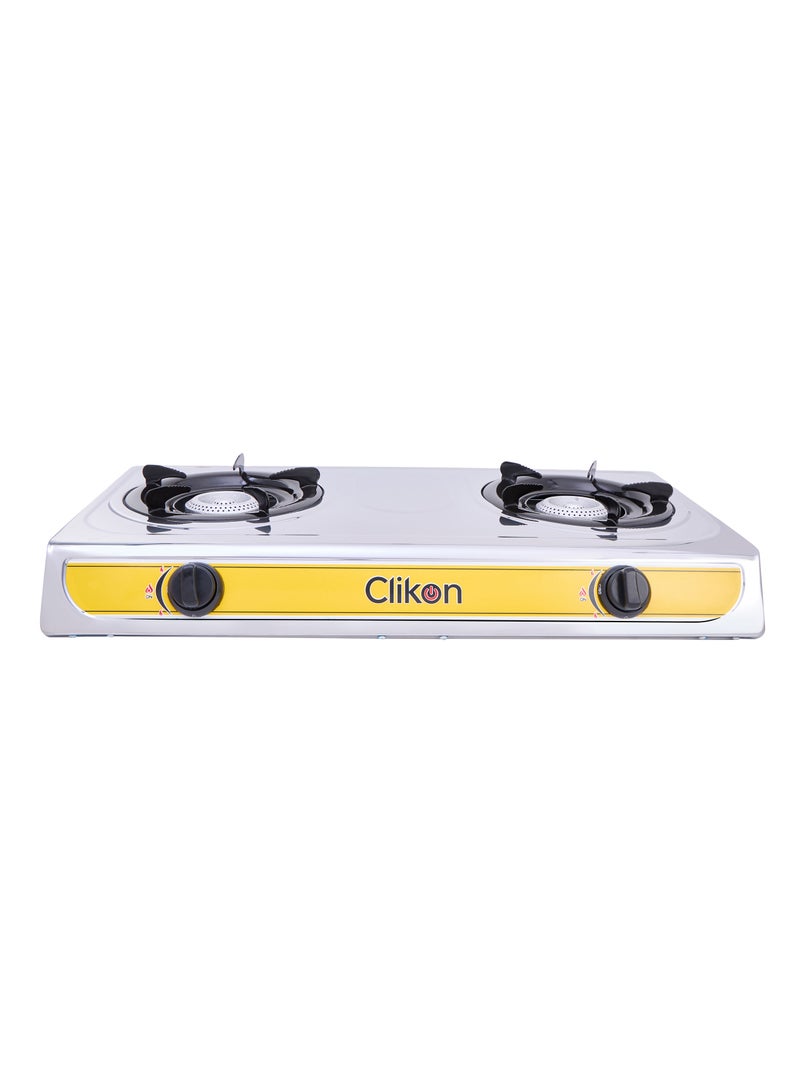 Clikon 2 Burner Stainless Steel Gas Stove Cooktop CK2144 Yellow/Silver - Image 3