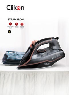 Clikon Ceramic Soleplate Steam Iron 2400W – Fast Heating & Smooth Glide for Perfectly Pressed Clothes 2400 W CK4125 Black/Brown  - Image 1
