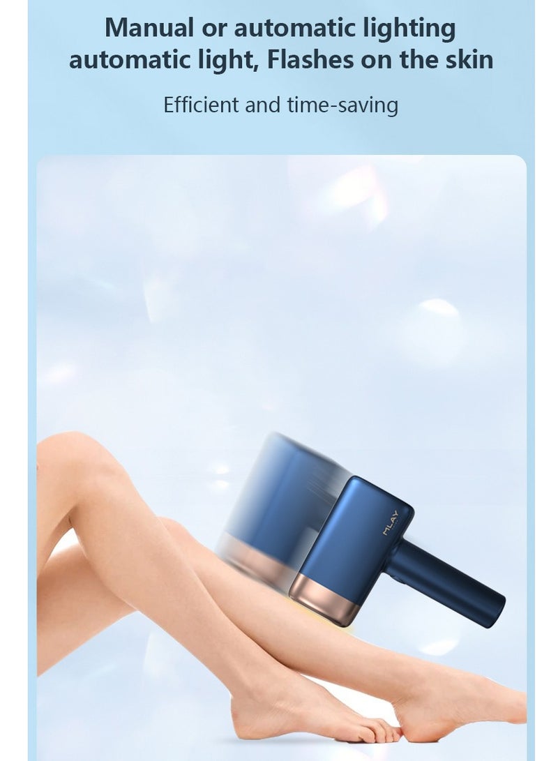 MLAY T14 Painless Ice Compress Laser Hair Removal Device,500,000 Flashes Epilator For Whole Body Bikini Line Arm Armpit Face Back Leg (1*HR+1*Bikini+1*Face Lamp) Dark Blue - Image 5
