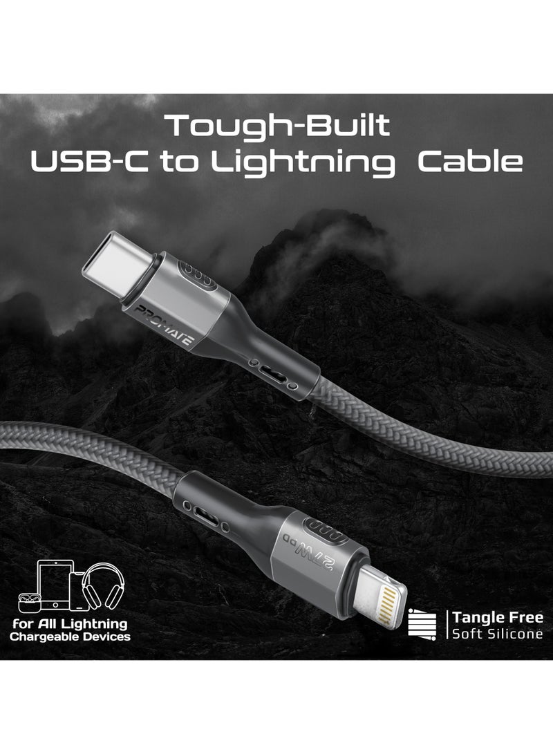 Powerful USB-C toLightning  Cable, 27W Fast Charging and Data Transfer, Super Slim Connector, 120cm with Durable Materials, Sleek and Tangle-Free Design Black