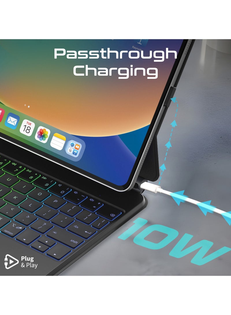 PROMATE - Foldable Wireless Keyboard for iPad with RGB Backlight and Multi-Function Touchpad, Smart Connect Support Ultra-Slim Design with Strong Magnetic Mounting Black - Image 1