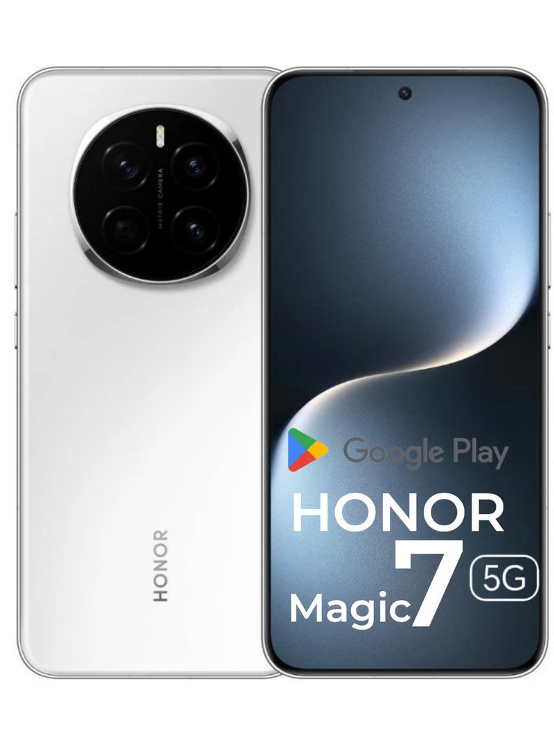 Honor Magic 7 Dual SIM 256GB 12GB RAM Snapdragon 8 Elite Oasis Eye Protection Screen 5650mAh Slim and Long Life OIS Ultra RAM 5G Straight Screen White with Google play Chinese version - Image 1