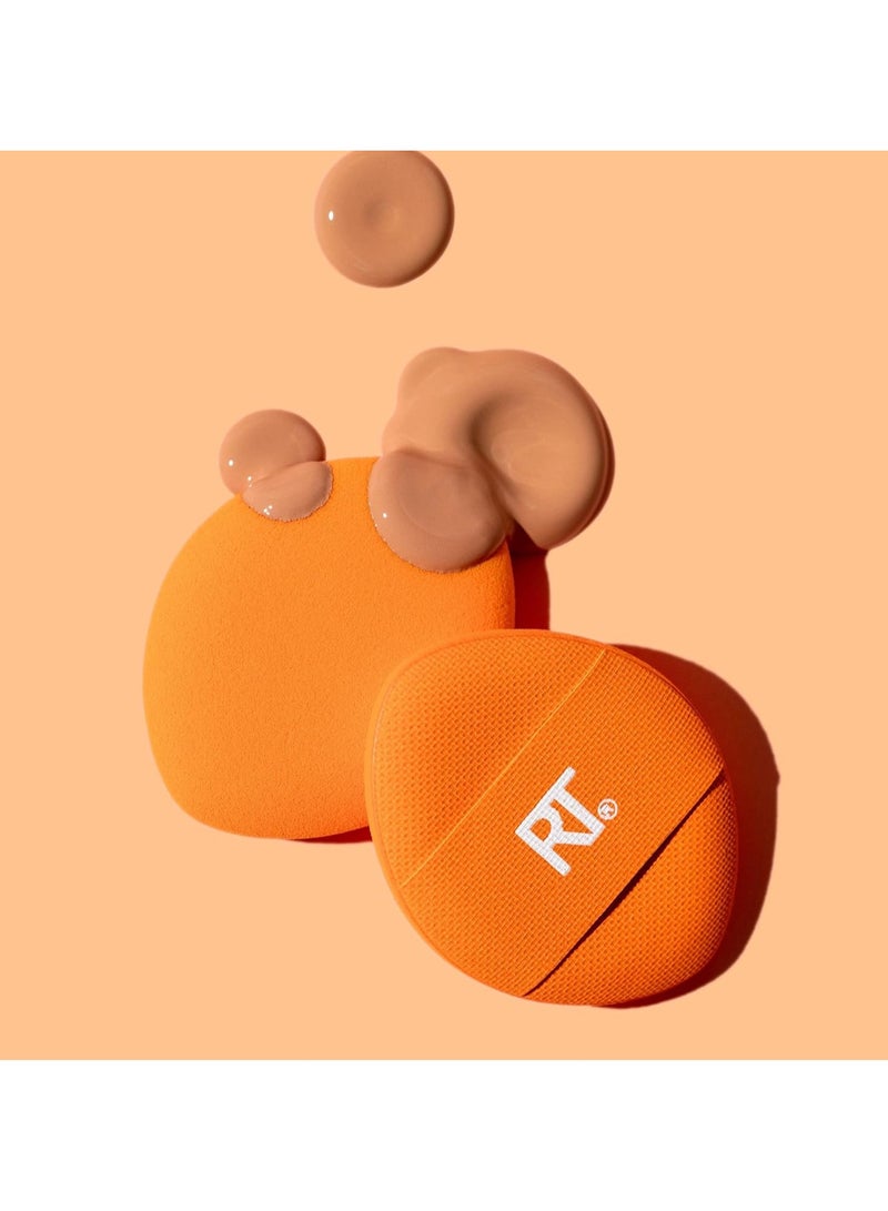 REAL TECHNIQUES Mini Miracle Concealer Puff Trio, Small Makeup Puff For Liquid And Cream Foundation & Concealer, Targeted Concealing, Travel Friendly & Reusable, Vegan & Cruelty Free 3 Puff Orange - Image 5