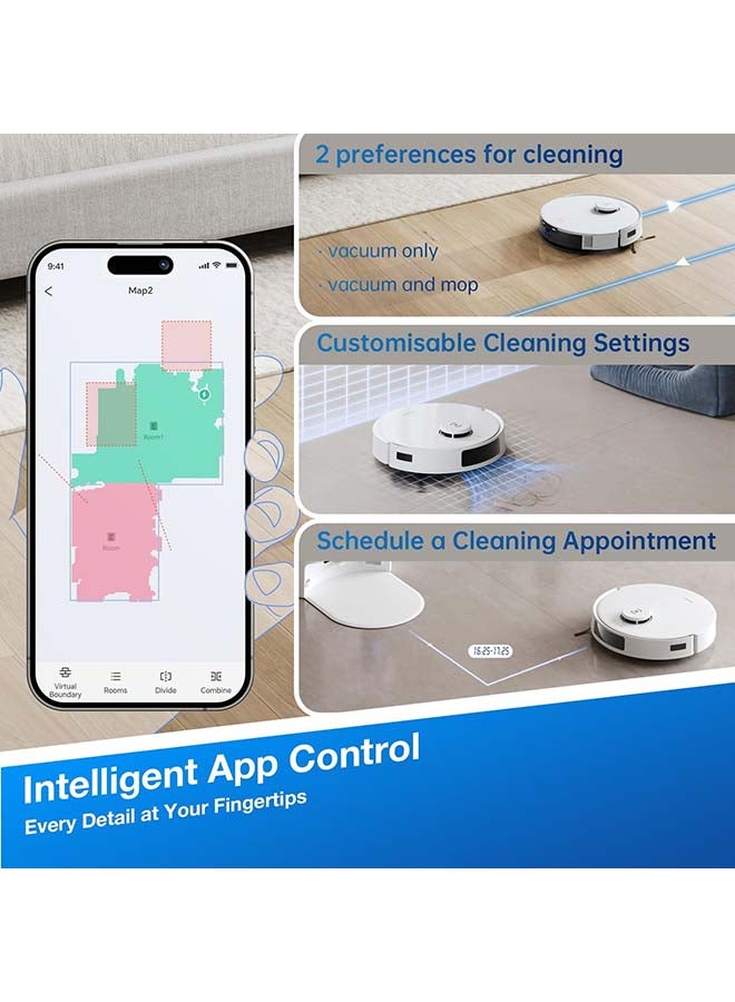 ecovacs - ECOVACS DEEBOT N20 PRO Plus Robot Vacuum & Mop | 8000Pa Suction | Self-Emptying | 320min Runtime | Smart Mapping & LiDAR | Pet-Friendly | App/Voice Control | 1000 W DKX5_White White - Image 1