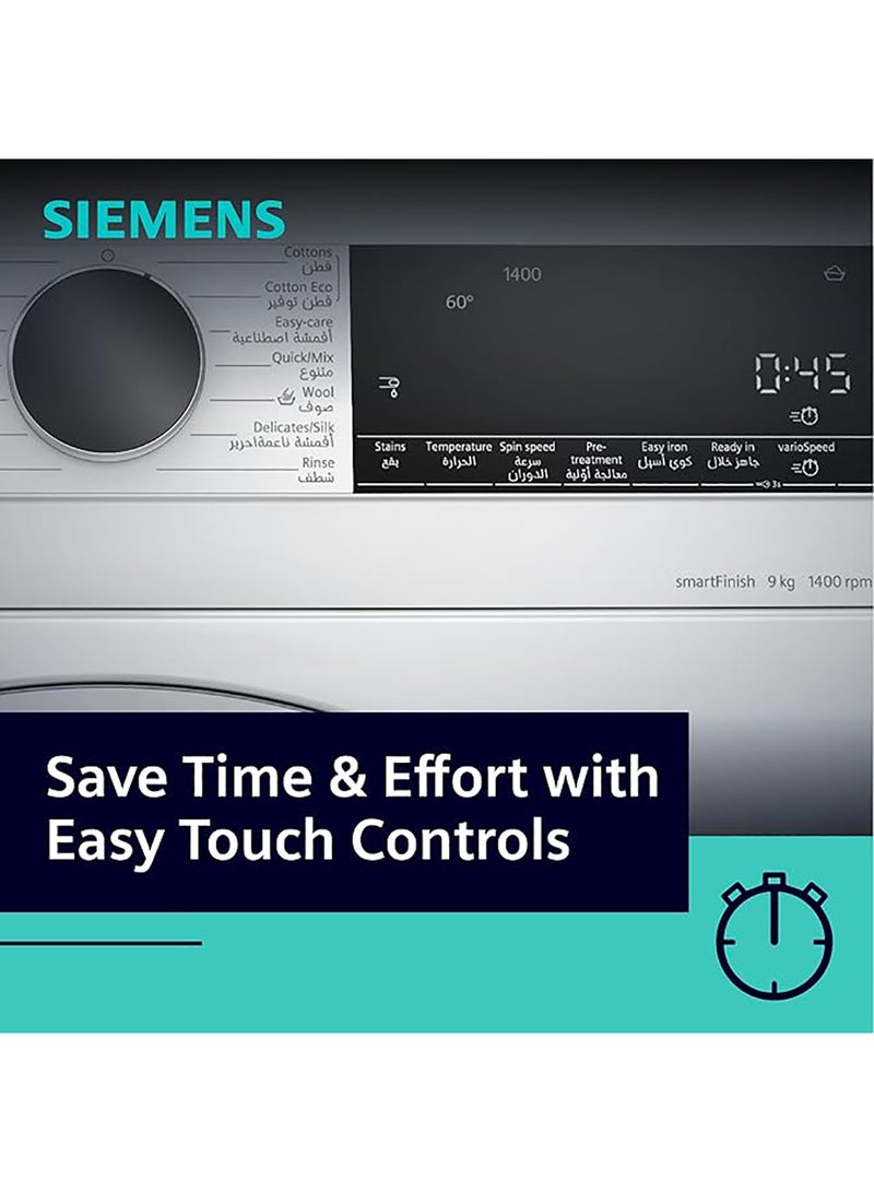 SIEMENS IQ 300, 9 Kg, Front Loading Washing Machine with 1400 rpm, Stain Removal, German Engineering WG44A100GC White - Image 5