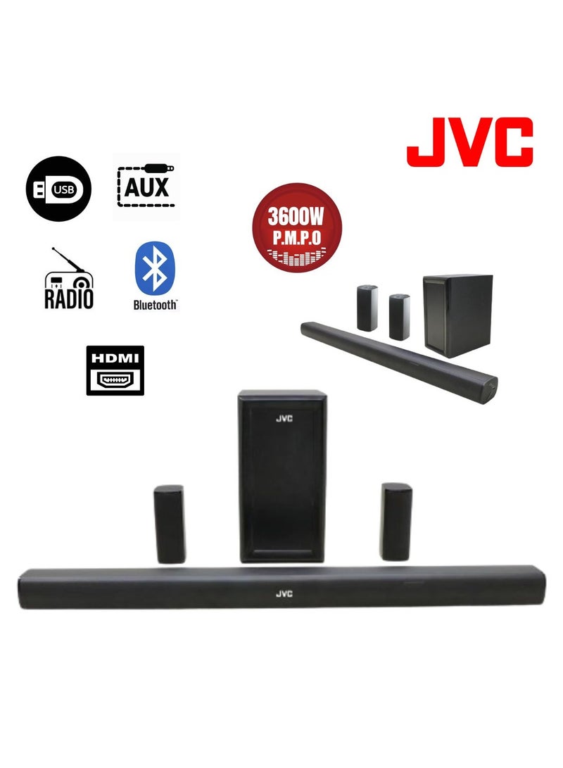JVC - 100 Inch Edgeless QLED 4K UHD Official Google TV With 5.1 CH Soundbar With Wireless Subwoofer Home Theater LT-100NQ7155+TH-N430B Black - Image 1