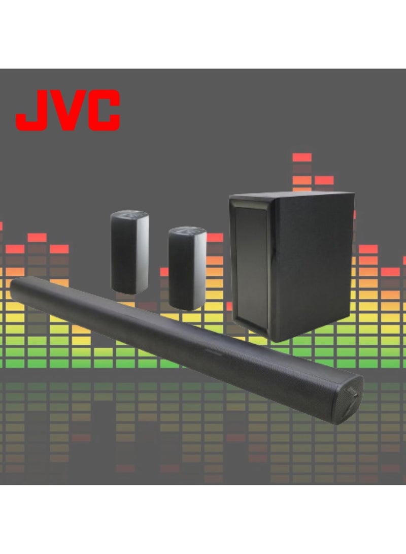 JVC - 100 Inch Edgeless QLED 4K UHD Official Google TV With 5.1 CH Soundbar With Wireless Subwoofer Home Theater LT-100NQ7155+TH-N430B Black - Image 1