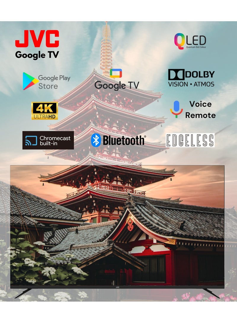 JVC - 100 Inch Edgeless QLED 4K UHD Official Google TV With 5.1 CH Soundbar With Wireless Subwoofer Home Theater LT-100NQ7155+TH-N430B Black - Image 1
