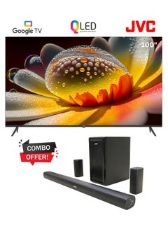 100 Inch Edgeless QLED 4K UHD Official Google TV With 5.1 CH Soundbar With Wireless Subwoofer Home Theater LT-100NQ7155+TH-N430B Black