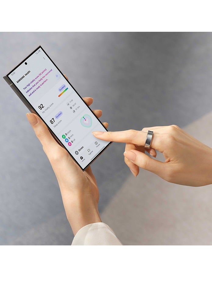 سامسونج Galaxy Ring Fitness Monitor Sleep Tracker AI Smart Ring Size 11 - Titanium Silver - Image 4