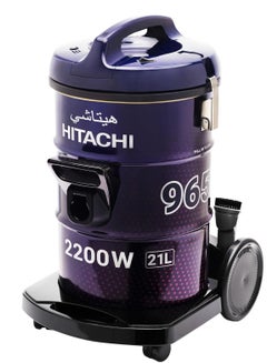 HITACHI Hitachi Drum Vacuum Cleaner, 490 Watts Suction Power, 50/60 Hz, 4 Protection Filters, 7.8m Cable Length, Metal Tube, Aero Power Brush, Crevice Tool, Dust Brush, 21 L 2200 W CV-965NBLGSA Purple/Black  - Image 1