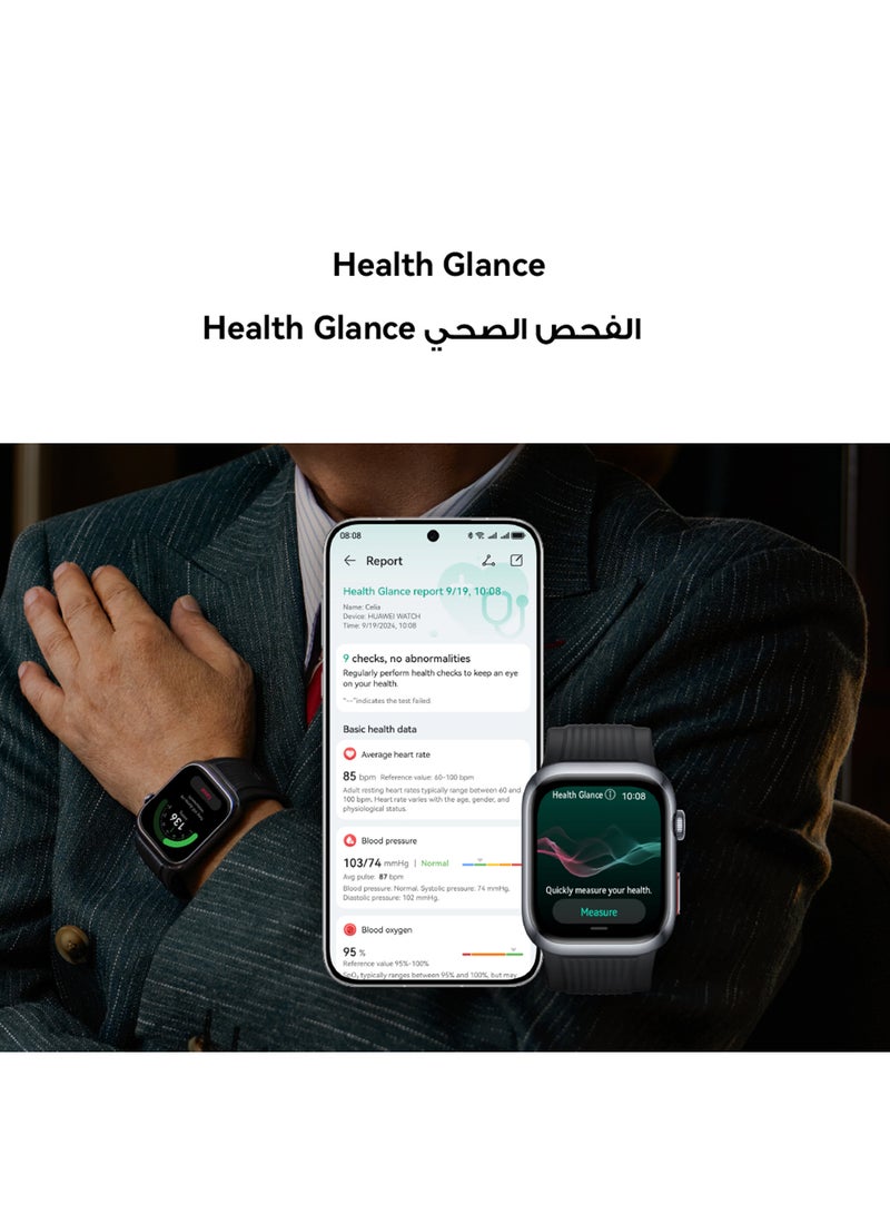 HUAWEI - 524 mAh Watch D2 Smartwatch, 1.82" AMOLED,Blood Pressure Monitoring, Light and Slim Design, Health Community, Health Glance, Smart Lifestyle, Bluetooth Calling, Compatible with iOS & Android + Strap Black - Image 1