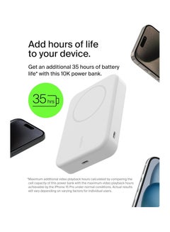 belkin 10000 mAh BoostCharge Pro Wireless Power Bank 10000mAh with Qi2, MagSafe Compatible Portable Charger + Built-in Pop-up Kickstand - For iPhone 16, 16 Plus, 16 Pro, 16 Pro Max, iPhone 15, and More - White  - Image 3