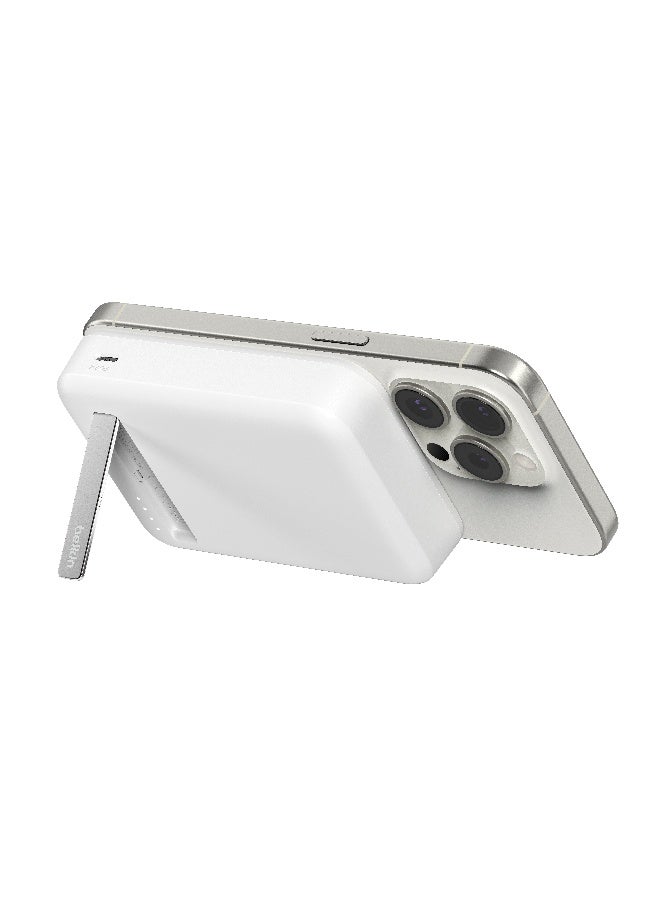 belkin BoostCharge Pro Wireless Power Bank 10000mAh with Qi2, MagSafe Compatible Portable Charger + Built-in Pop-up Kickstand - For iPhone 16, 16 Plus, 16 Pro, 16 Pro Max, iPhone 15, and More - White - Image 4