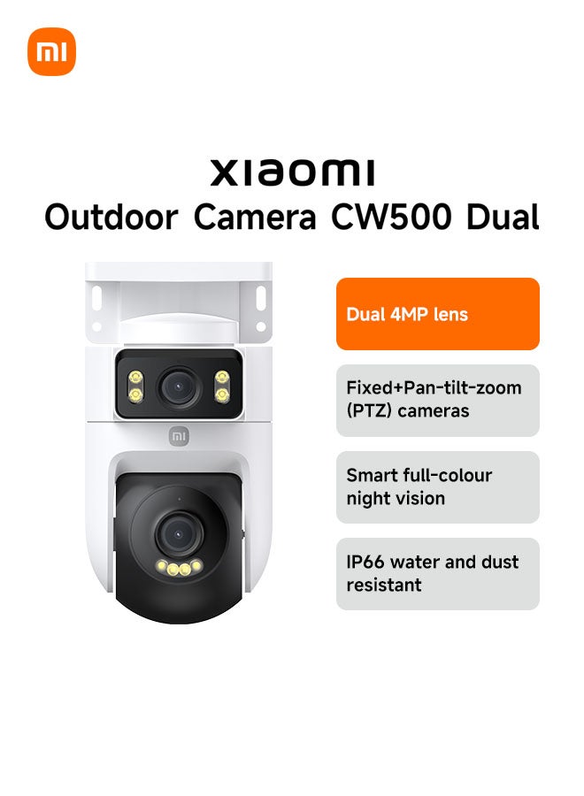 Xiaomi Outdoor Camera CW500 Dual,Dual 2.5K Ultra-HD AI Detection Dual-band Wi-Fi 6 Security Chip-MJSXJ08HL White - Image 1