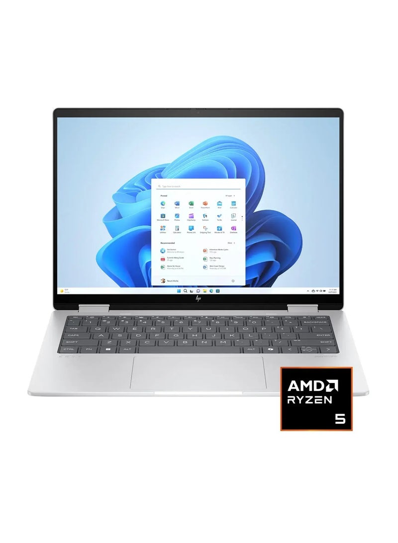 HP Envy 14-FA0013DX Laptop With 14-Inch Touchscreen Display, AMD Ryzen 5 8640HS Processor/16GB RAM/512GB SSD/AMD Radeon Graphics/Windows 11 Home English Glacier Silver  - Image 2