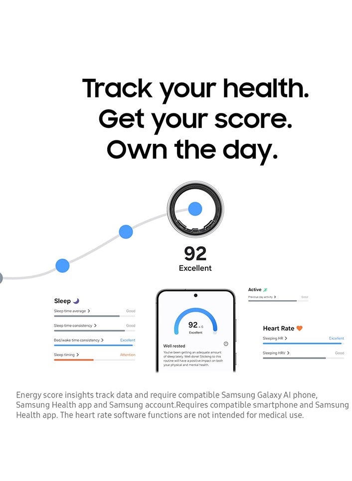 Samsung - Galaxy Ring Fitness Monitor Sleep Tracker AI Smart Ring Size 5 - Titanium Silver - Image 1