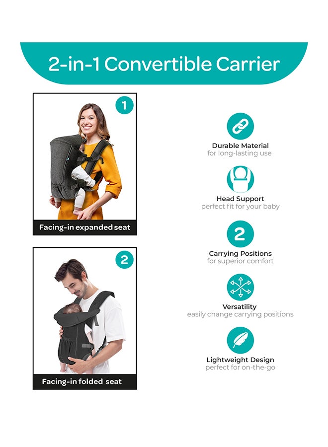 Moon - KaryGo 2 in 1- Baby Carrier-Black Suitable From Birth - Image 1