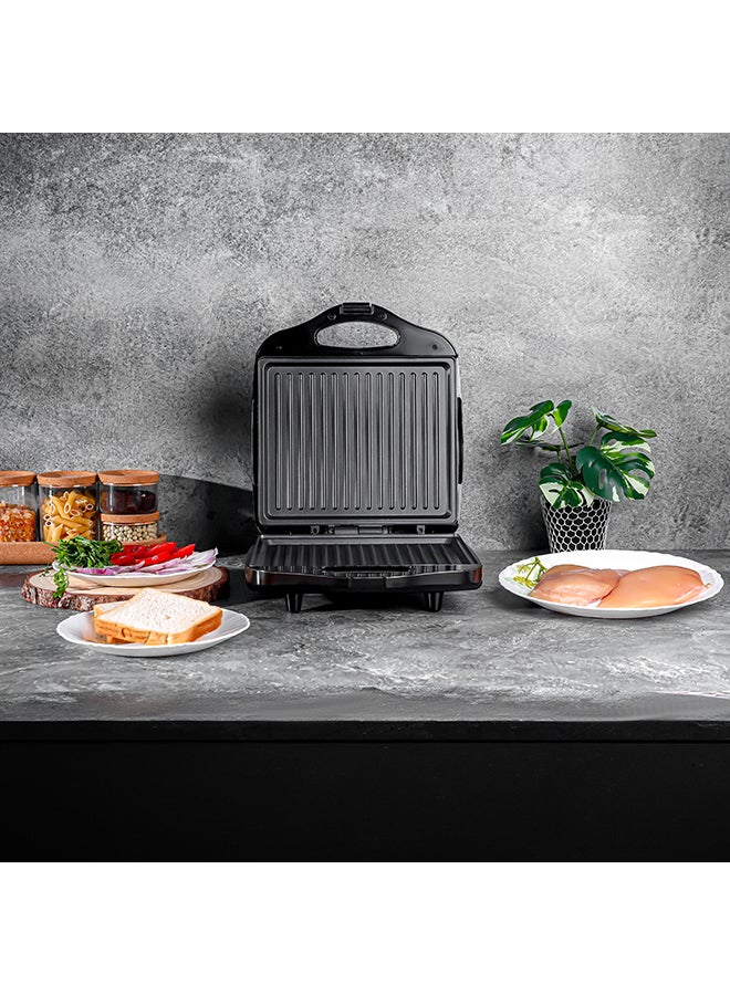 Olsenmark 4-Slice Grill Maker, Non-Stick Plates for Easy Release and Quick Cleanup, Adjustable Temperature with Power Indicator, Perfect for Grilled Sandwiches 1400 W OMGM7012 Black  - Image 4
