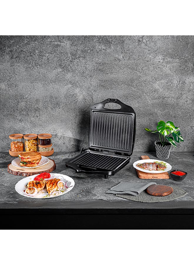 Olsenmark 4-Slice Grill Maker, Non-Stick Plates for Easy Release and Quick Cleanup, Adjustable Temperature with Power Indicator, Perfect for Grilled Sandwiches 1400 W OMGM7012 Black  - Image 2