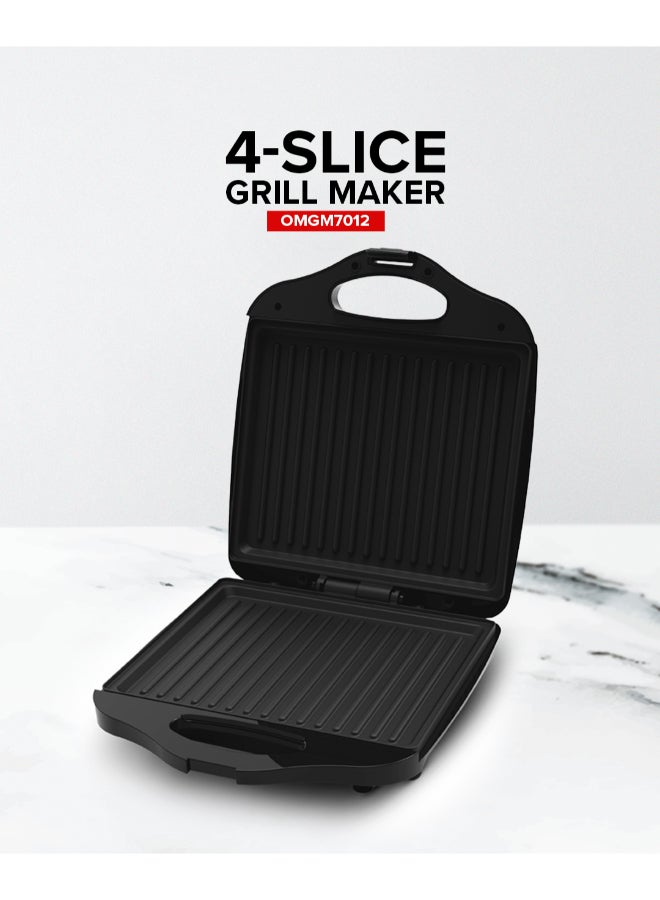 أولسنمارك 4-Slice Grill Maker, Non-Stick Plates for Easy Release and Quick Cleanup, Adjustable Temperature with Power Indicator, Perfect for Grilled Sandwiches 1400 W OMGM7012 Black - Image 1