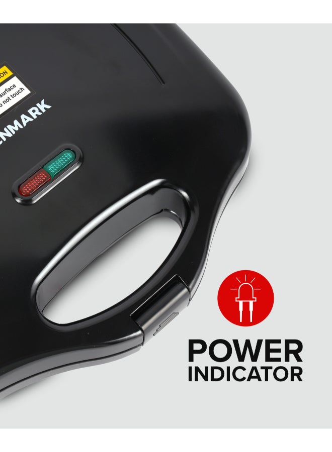 أولسنمارك 4-Slice Grill Maker, Non-Stick Plates for Easy Release and Quick Cleanup, Adjustable Temperature with Power Indicator, Perfect for Grilled Sandwiches 1400 W OMGM7012 Black - Image 3