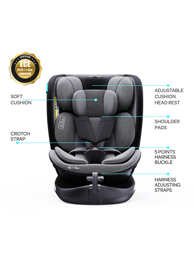 Moon Gyro Pro I-Size 360° Rotating Car Seat W/ Isofix For 40-150Cm (Group 0+,1,2,3) 0M To 12Yr - Grey  - Image 2