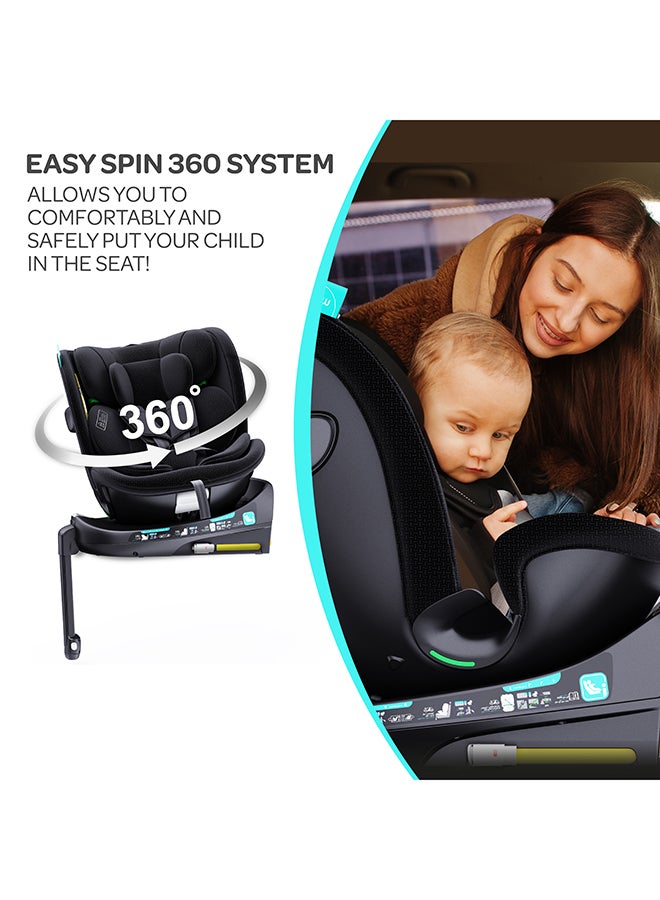 Moon - Gyro Pro+ I-Size 360° Rotating Car Seat W/ Leg Support And Isofix For 40-150Cm (Group 0+,1,2,3) 0M To 12Yr - Black - Image 1