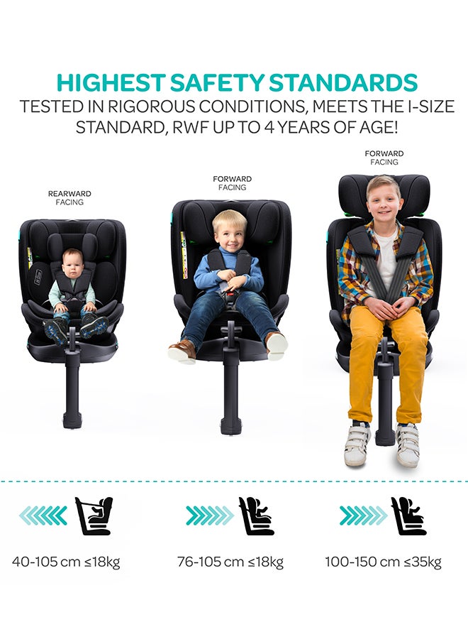 Moon - Gyro Pro+ I-Size 360° Rotating Car Seat W/ Leg Support And Isofix For 40-150Cm (Group 0+,1,2,3) 0M To 12Yr - Black - Image 1