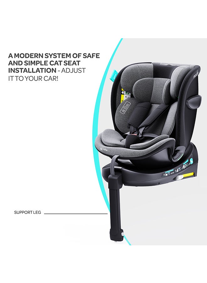 Moon Gyro Pro+ I-Size 360° Rotating Car Seat W/ Leg Support And Isofix For 40-150Cm (Group 0+,1,2,3) 0M To 12Yr - Grey  - Image 4