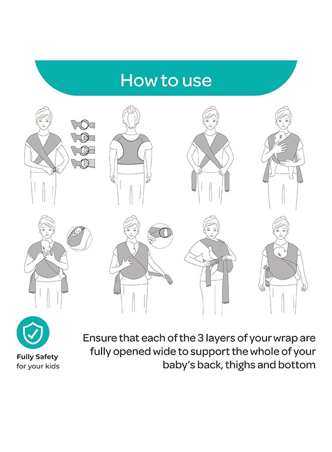 Moon - KaryGo Baby Sling Carrier-Light Grey Suitable From Birth - Image 1