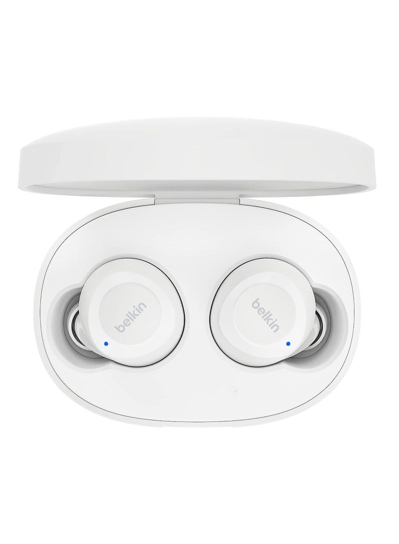 belkin - SoundForm Bolt True Wireless Earphones | Bluetooth 5.2 Earbuds, 28Hrs Playtime, 2 Mics, Clear Calls, IPX4 Rating, Portable, Stereo HiFi Sound, Tap Control, For Apple/Android OS - White - Image 1