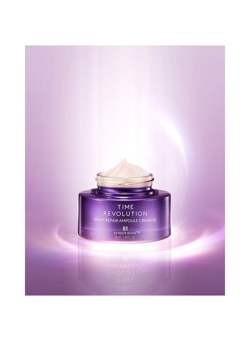 ميشا - Korean Time Revolution Night Repair Ampoule Cream 5X , Triple Fermented Face Cream , For Overnight Repair And Enhance Radiance Skin 50ml - Image 1