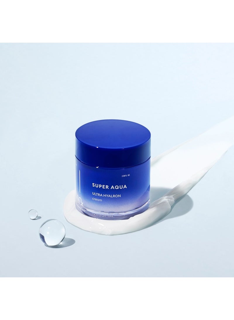 Missha - Korean Super Aqua Ultra Hyalron Cream , With Baobab Extracts And Glacier Water , Oil-Free Face Cream With A Very Light Texture , 70Ml 70ml - Image 1