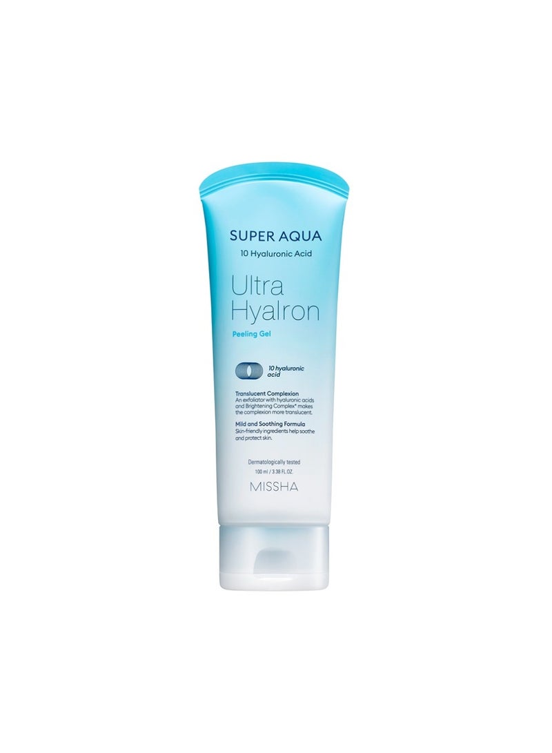 Missha Korean Super Aqua Ultra Hyalron Peeling Gel , With Hyaluronic Acid , Mild And Smooth Formula , For Translucent Complexion 100ml - Image 1