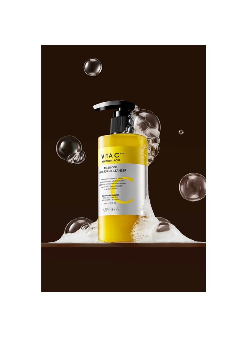Missha Korean Vita C All-In-One Bubble Foam Facial Cleanser , Deep Pore Detox , Magic Bubbles With 99% Pure Vitamin C , To Removes Impurities, Makeup, Blackheads, Whiteheads 200ml - Image 5