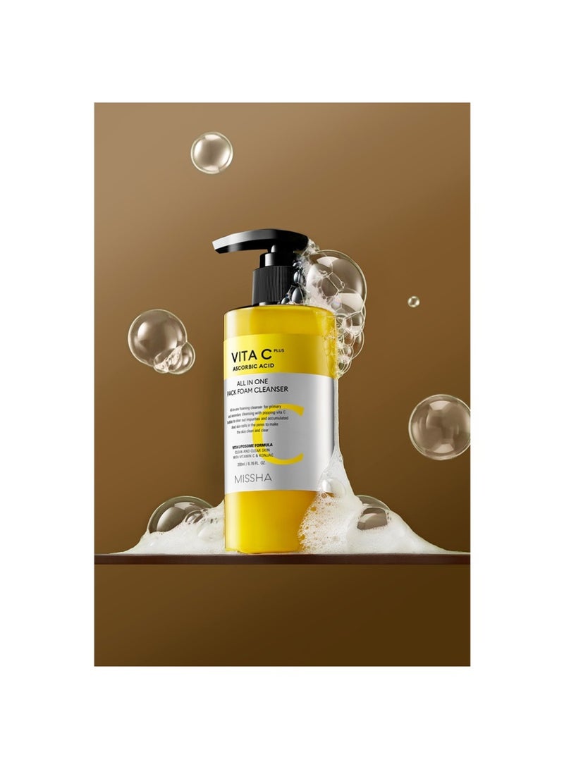 Missha Korean Vita C All-In-One Bubble Foam Facial Cleanser , Deep Pore Detox , Magic Bubbles With 99% Pure Vitamin C , To Removes Impurities, Makeup, Blackheads, Whiteheads 200ml - Image 4