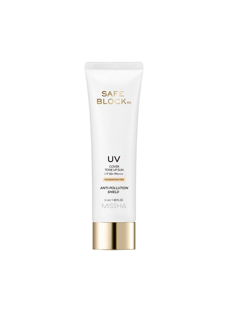 Missha Korean Safe Block Uv Cover Tone Up Sun Spf50+ Pa++++ , Foundation-Free Sunscream , Anti Pollution Sheild 50ml  - Image 1