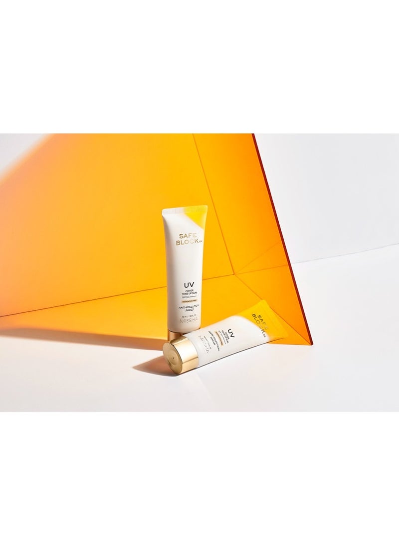 Missha Korean Safe Block Uv Cover Tone Up Sun Spf50+ Pa++++ , Foundation-Free Sunscream , Anti Pollution Sheild 50ml  - Image 2