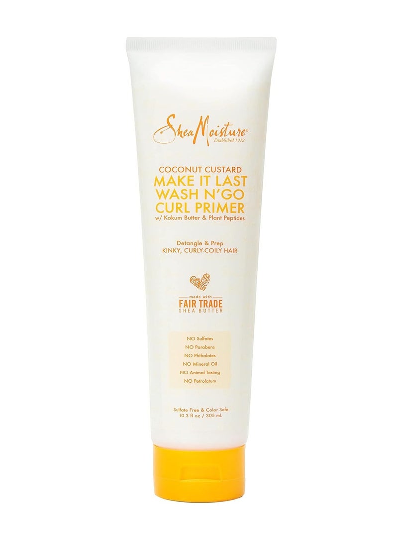 SheaMoisture - Coconut Custard Curl Defining Cream - Make It Last Wash N' Go Primer, Enhancer & Detangler for Wavy & Curly Hair, Organic Shea Butter, 10.3 Oz 305 ml - Image 1