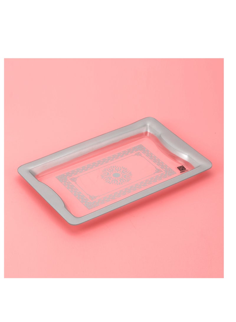 Royalford Acrylic Serving Tray- RF11238| Rectangular Tray Set with an Elegant and Sleek Design, Durable and Long-Lasting Plastic Construction| Set Includes: Small, Medium and Large, Multi-Purpose Tray Set Ideal for Serving Tea, Drinks, Food, Dcor Items Grey/Clear
